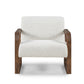 34 Inch Accent Chair White Polyester Upholstery Ash Wood Frame Brown By Casagear Home BM312461