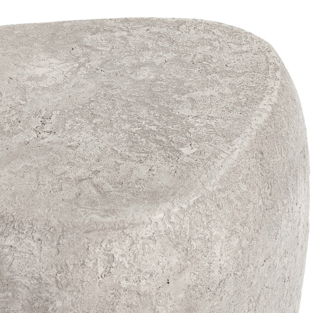 24 Inch Outdoor End Table Concrete Hollow Base and Round Top Light Gray By Casagear Home BM312462