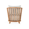 30 Inch Outdoor Accent Chair, White Olefin Upholstery, Cushion, Teak Wood By Casagear Home