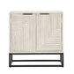 36 Inch Sideboard Cabinet Console White Mango Wood 2 Doors Black Iron By Casagear Home BM312467