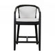 25 Inch Outdoor Counter Stool Chair, Gray Woven Olefin Fabric, Black Teak By Casagear Home