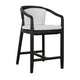 25 Inch Outdoor Counter Stool Chair, Gray Woven Olefin Fabric, Black Teak By Casagear Home