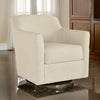 Leena 35 Inch Swivel Accent Chair, Soft Beige Linen Polyester, Reversible By Casagear Home