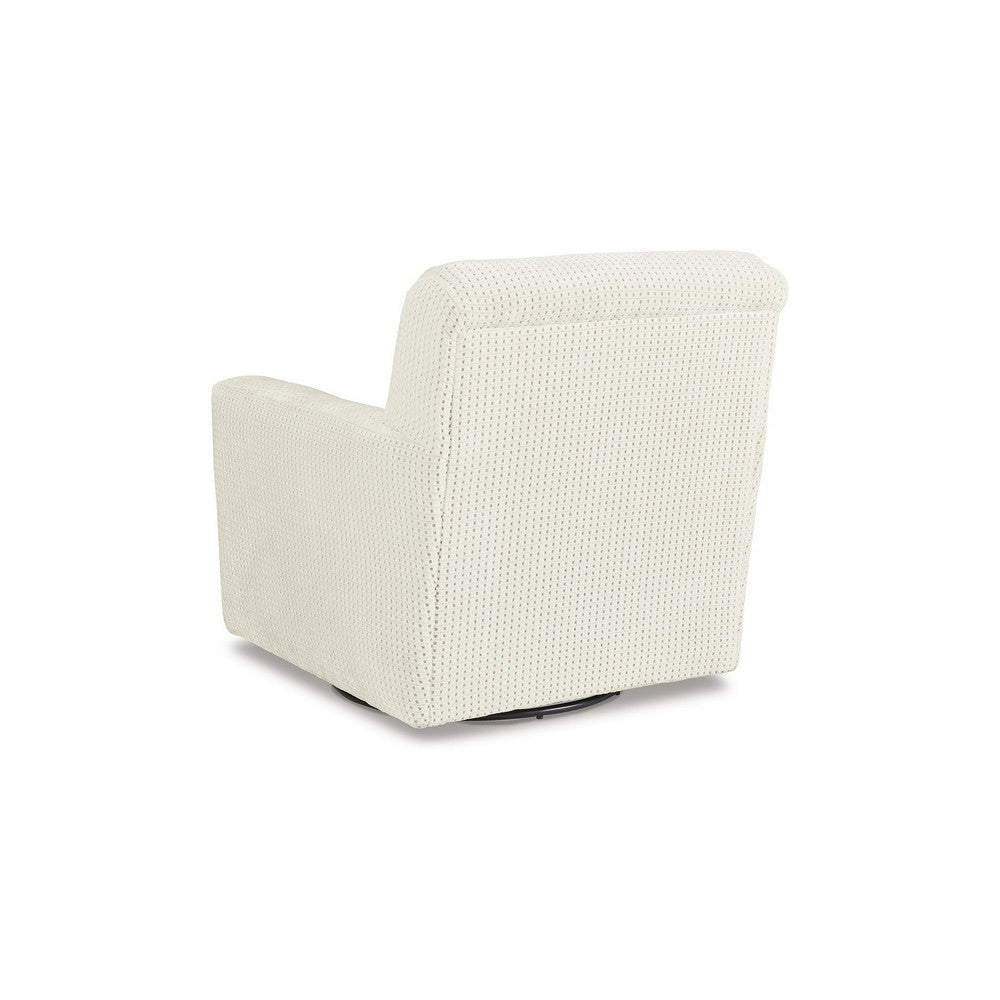 Layla 38 Inch Swivel Accent Chair Soft Ivory Linen Polyester Reversible By Casagear Home BM312475