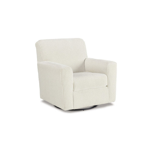 Ashley Layla 38" Swivel Accent Chair, Ivory Linen Polyester, Wood by Cassagear Home
