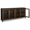 80 Inch Sideboard Accent Cabinet, 4 Glass Doors, 2 Shelves, Dark Brown By Casagear Home