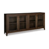 80 Inch Sideboard Accent Cabinet 4 Glass Doors 2 Shelves Dark Brown By Casagear Home BM312476