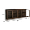 80 Inch Sideboard Accent Cabinet 4 Glass Doors 2 Shelves Dark Brown By Casagear Home BM312476