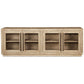 80 Inch Sideboard Accent Cabinet 4 Glass Doors 2 Shelves Washed Brown By Casagear Home BM312477