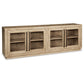 80 Inch Sideboard Accent Cabinet 4 Glass Doors 2 Shelves Washed Brown By Casagear Home BM312477