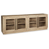 80 Inch Sideboard Accent Cabinet 4 Glass Doors 2 Shelves Washed Brown By Casagear Home BM312477