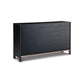 Liam 60 Inch Sideboard Accent Cabinet 3 Glass Door Gray and Black Wood By Casagear Home BM312480