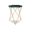 24 Inch Accent End Table Green Hexagon Marble Top Gold Metal Base By Casagear Home BM312481