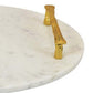 14 Inch Decorative Serving Tray Gold Handles Square White Marble Finish By Casagear Home BM312494