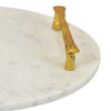 14 Inch Decorative Serving Tray Gold Handles Square White Marble Finish By Casagear Home BM312494