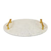 14 Inch Decorative Serving Tray Gold Handles Square White Marble Finish By Casagear Home BM312494