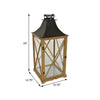 29 Inch Lantern Tabletop Decor Glass Panels Brown Wood Black Metal By Casagear Home BM312508