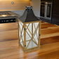 29 Inch Lantern Tabletop Decor, Glass Panels, Brown Wood, Black Metal By Casagear Home