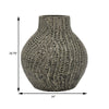 20 Inch Accent Vase with Mesh Like Design Round Gray Ceramic Finish By Casagear Home BM312528