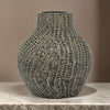 20 Inch Accent Vase with Mesh Like Design, Round, Gray Ceramic Finish By Casagear Home