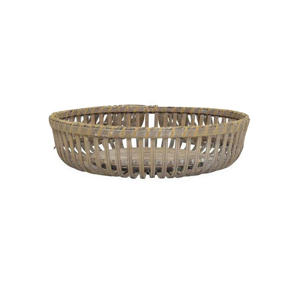 Set of 3 Decorative Baskets Varying Sizes Brown Natural Bamboo Fiber By Casagear Home BM312551