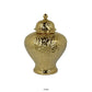 Aniea 18 Inch Accent Temple Jar Geometric Design Dome Lid Gold Ceramic By Casagear Home BM312568