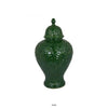 Aniea 18 Inch Accent Temple Jar Geometric Design Dome Lid Green Ceramic By Casagear Home BM312569