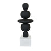 23 Inch Abstract Sculpture Decor Sound Waves Pattern Black White Resin By Casagear Home BM312577