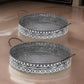 18, 20 Inch Set of 2 Round Serving Trays with Handles, Galvanized Gray Iron By Casagear Home