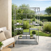 Adena 76 Inch Tall Plant Stand, Geometric Style Metal Shelves, Silver Tone By Casagear Home