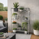 Adena 76 Inch Tall Plant Stand, Geometric Style Metal Shelves, Silver Tone By Casagear Home