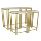 Set of 2 Accent Nesting Tables Marble Top Sleek Modern Gold Metal Frame By Casagear Home BM312631