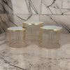 Set of 3 Accent Nesting Tables Round Mirrored Top Modern Gold Metal By Casagear Home BM312644