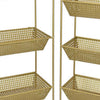 Set of 2 Standing Storage Units 3 Shelves Mesh Design Gold Metal By Casagear Home BM312646