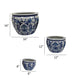 8 12 16 Inch Planter Set of 3 White and Blue Printed Design Ceramic By Casagear Home BM312647