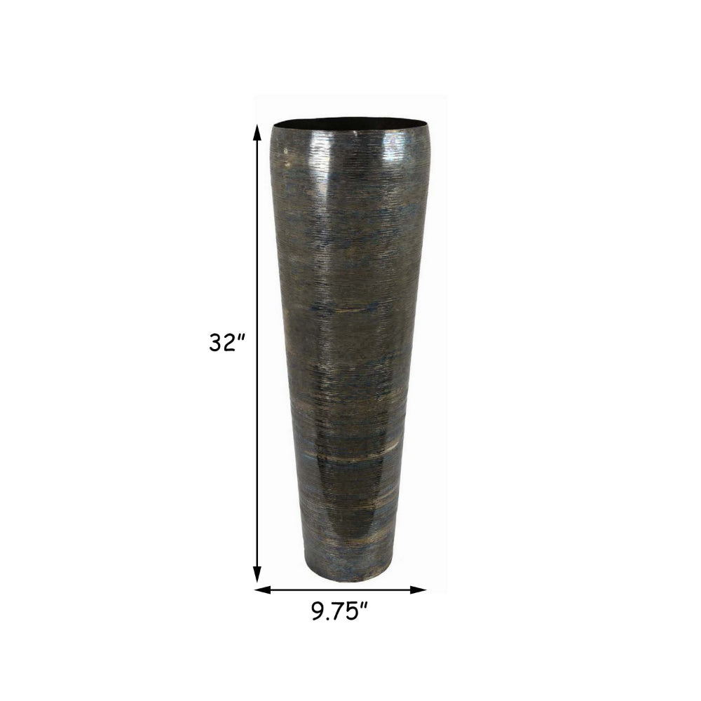 32 Inch Metal Vase Tumbler Shape Narrow Base Multicolored Glossy Finish By Casagear Home BM312651