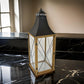 34 Inch Tabletop Decorative Lantern, Wood Frame, Glass Doors, Brown, Black By Casagear Home