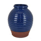 Kohl 15 Inch Decorative Vase, Pot Shape, Ceramic, Blue and Brown Finish By Casagear Home