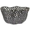 Hina 14 Inch Decorative Bowl Mesh Design Wavy Edges Ceramic Blue Finish By Casagear Home