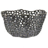 Hina 14 Inch Decorative Bowl Mesh Design Wavy Edges Ceramic Blue Finish By Casagear Home
