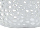 Hina 14 Inch Decorative Bowl Mesh Design Wavy Edges Ceramic White Finish By Casagear Home BM312699