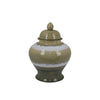 15 Inch Temple Jar with Lid Ceramic Home Decor Earth Toned Brown White By Casagear Home BM312719