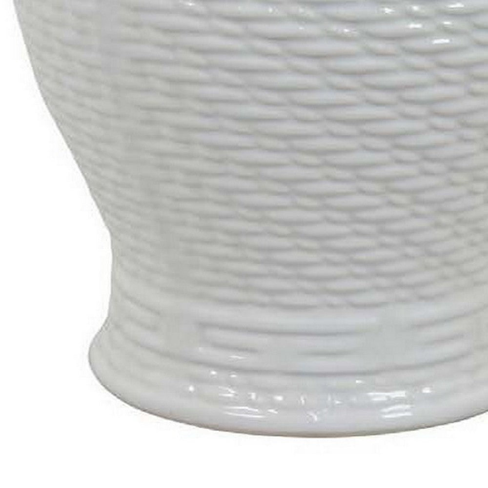 Bryan 13 Inch Temple Ginger Jar with Lid Pristine White Ceramic Finish By Casagear Home BM312723