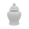 Bryan 13 Inch Temple Ginger Jar with Lid Pristine White Ceramic Finish By Casagear Home BM312723