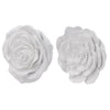 Dazzle 7 8 Inch Rose Hanging Wall Accent Set of 2 White Resin 3 Dimensional By Casagear Home BM312726