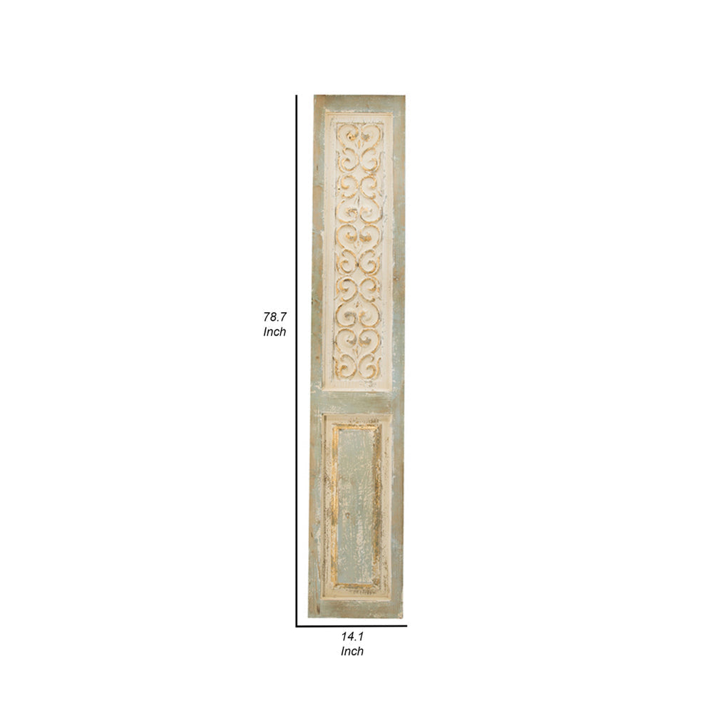 79 Inch Tall Decorative Carved Wood Panel Wall Art Fir Wood Beige Gray By Casagear Home BM312728