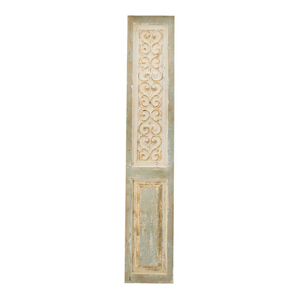 79 Inch Tall Decorative Carved Wood Panel Wall Art Fir Wood Beige Gray By Casagear Home BM312728