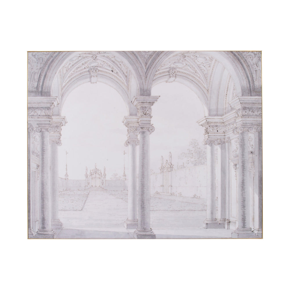 47 x 59 Decorative Wall Art, Rectangular, Historical Architecture, Gray By Casagear Home