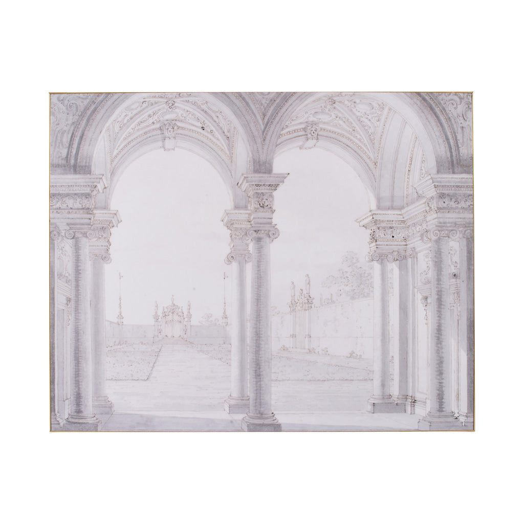 47 x 59 Decorative Wall Art, Rectangular, Historical Architecture, Gray By Casagear Home