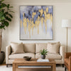 39 x 39 Framed Oil Painting, Gold Flakes, Square Polyester Canvas, Abstract By Casagear Home